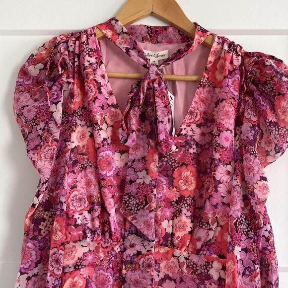 NEW For Love and Lemons Cheyenne Pink Floral Mini Dress XS - Picture 14 of 15